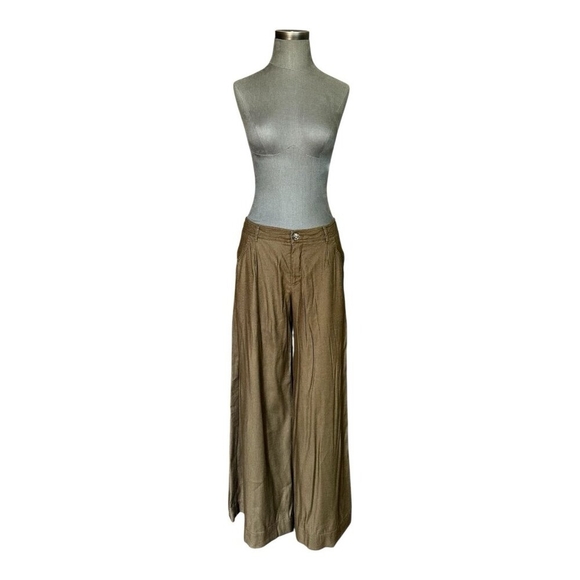 Anthropologie Brown Wide Leg Palazzo Pants Boho Viscose Blend Pants  Size 4 - Picture 1 of 5